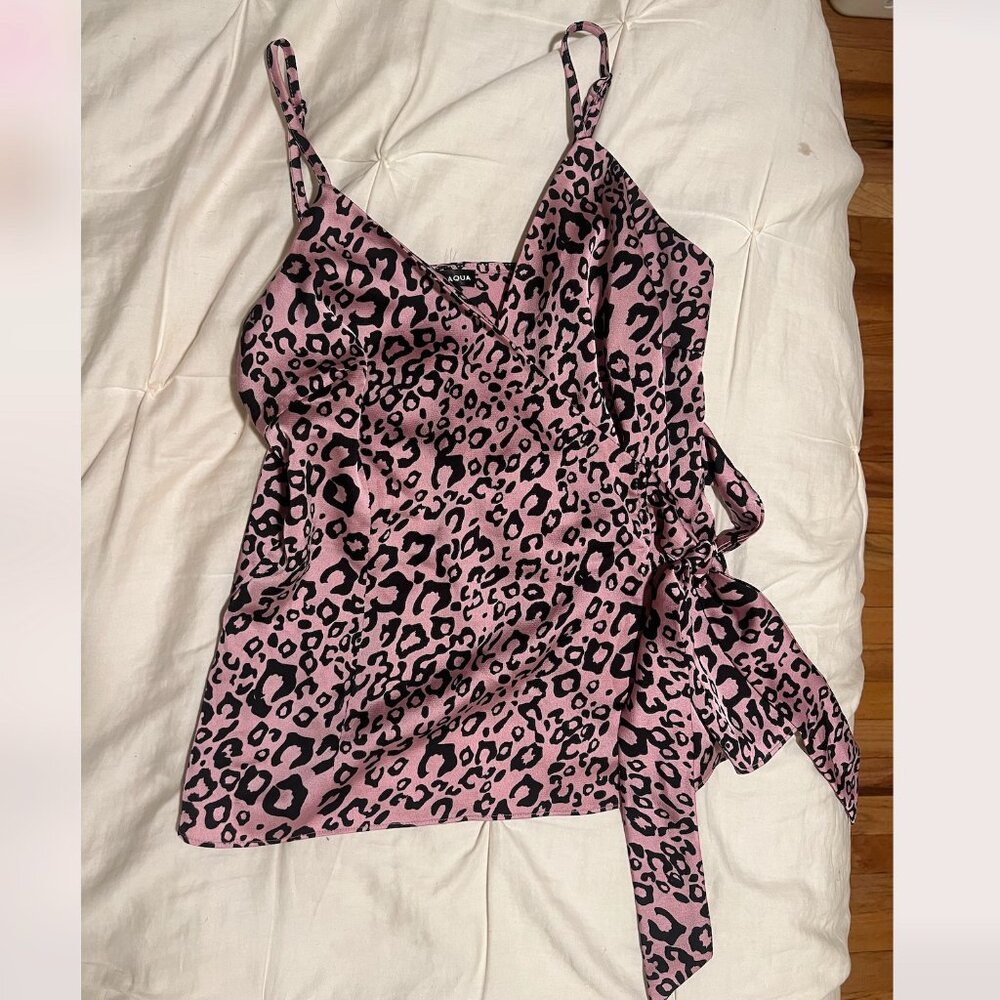 Aqua Pink Leopard Print Tank with Adjustable Straps